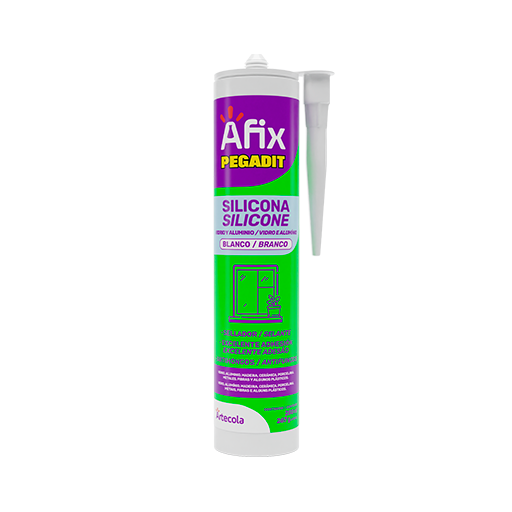 AFIX VIDRIO Y ALUMINIO SILICONA ACETICA BLANCA 280ML/267G - Caja de 12